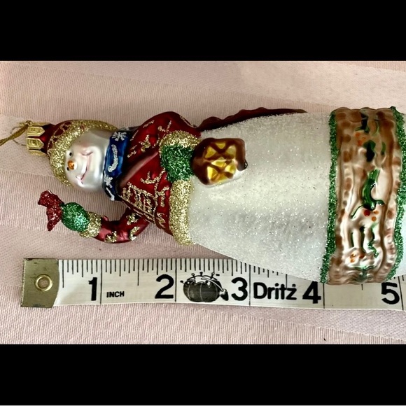 Fitz & Floyd Christmas Blown Glass Ornament Snowman New - Picture 9 of 10